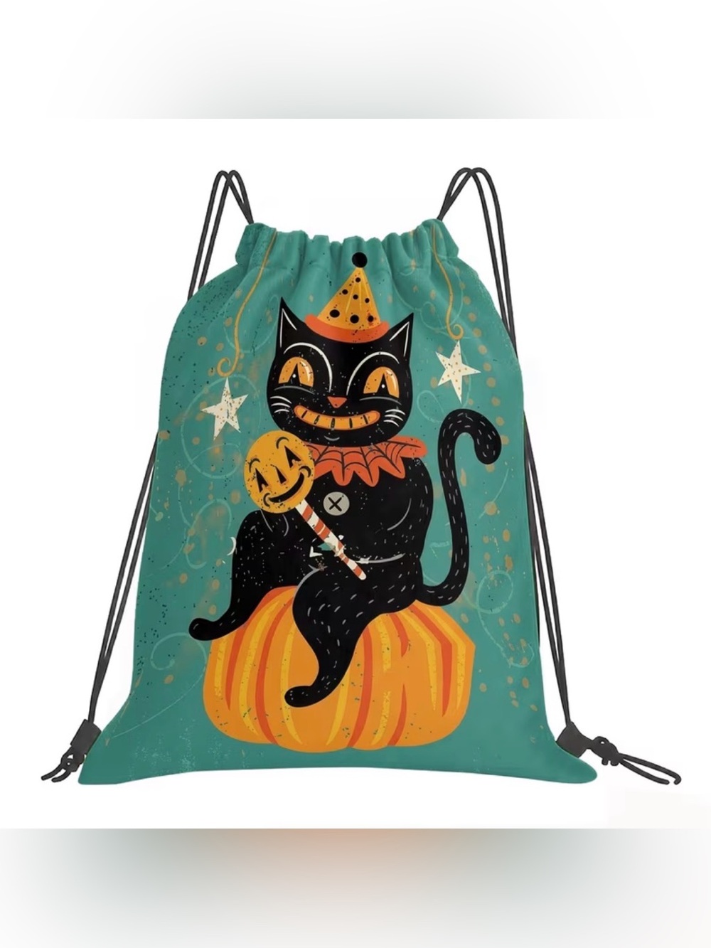 NIP Johanna Parker Inspired Halloween Cat Drawstring Bag